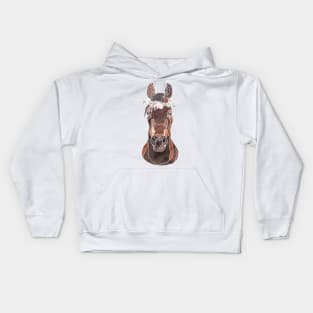 Flower Crown Horse Kids Hoodie